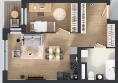 2 pokoje, apartament 44,22 m², piętro 2, oferta nr A1.2.4, Emilii Plater 7, Szczecin, Śródmieście, Skolwin, ul. Miedziana 4