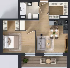 2 pokoje, apartament 44,61 m², piętro 2, oferta nr A2.2.1, Emilii Plater 7, Szczecin, Śródmieście, Skolwin, ul. Miedziana 4