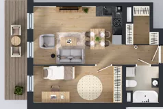 2 pokoje, apartament 43,79 m², parter, oferta nr B1.0.1, Emilii Plater 7, Szczecin, Śródmieście, Skolwin, ul. Miedziana 4