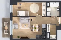 2 pokoje, mieszkanie 43,64 m², piętro 3, oferta nr B1.3.10, Emilii Plater 7, Szczecin, Śródmieście, Skolwin, ul. Miedziana 4