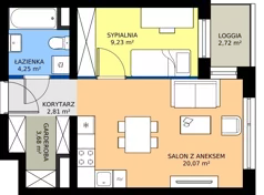 2 pokoje, mieszkanie 40,62 m², piętro 4, oferta nr A1.4.7, Emilii Plater 7, Szczecin, Śródmieście, Skolwin, ul. Miedziana 4