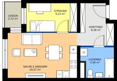2 pokoje, mieszkanie 44,12 m², piętro 3, oferta nr A1.3.4, Emilii Plater 7, Szczecin, Śródmieście, Skolwin, ul. Miedziana 4