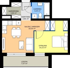 2 pokoje, mieszkanie 44,32 m², piętro 5, oferta nr A1.5.14, Emilii Plater 7, Szczecin, Śródmieście, Skolwin, ul. Miedziana 4