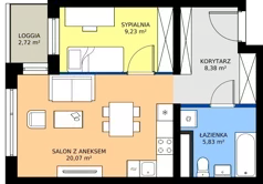 2 pokoje, mieszkanie 44,05 m², piętro 7, oferta nr A1.7.4, Emilii Plater 7, Szczecin, Śródmieście, Skolwin, ul. Miedziana 4
