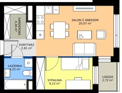 2 pokoje, mieszkanie 41,14 m², piętro 6, oferta nr A1.6.8, Emilii Plater 7, Szczecin, Śródmieście, Skolwin, ul. Miedziana 4