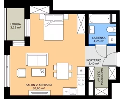 1 pokój, mieszkanie 41,37 m², piętro 4, oferta nr A1.4.11, Emilii Plater 7, Szczecin, Śródmieście, Skolwin, ul. Miedziana 4