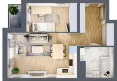 2 pokoje, apartament 43,95 m², piętro 1, oferta nr A1.1.4, Emilii Plater 7, Szczecin, Śródmieście, Skolwin, ul. Miedziana 4