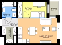 2 pokoje, mieszkanie 40,56 m², piętro 8, oferta nr A1.8.7, Emilii Plater 7, Szczecin, Śródmieście, Skolwin, ul. Miedziana 4