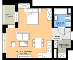 1 pokój, mieszkanie 41,31 m², piętro 7, oferta nr A1.7.11, Emilii Plater 7, Szczecin, Śródmieście, Skolwin, ul. Miedziana 4