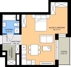 1 pokój, mieszkanie 41,04 m², piętro 6, oferta nr A2.6.8, Emilii Plater 7, Szczecin, Śródmieście, Skolwin, ul. Miedziana 4