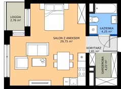 1 pokój, mieszkanie 41,20 m², piętro 6, oferta nr A2.6.3, Emilii Plater 7, Szczecin, Śródmieście, Skolwin, ul. Miedziana 4