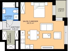 1 pokój, mieszkanie 40,42 m², piętro 3, oferta nr A2.3.10, Emilii Plater 7, Szczecin, Śródmieście, Skolwin, ul. Miedziana 4