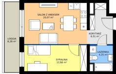 2 pokoje, mieszkanie 44,17 m², piętro 2, oferta nr A2.2.6, Emilii Plater 7, Szczecin, Śródmieście, Skolwin, ul. Miedziana 4