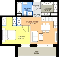 2 pokoje, mieszkanie 44,50 m², piętro 3, oferta nr A2.3.1, Emilii Plater 7, Szczecin, Śródmieście, Skolwin, ul. Miedziana 4