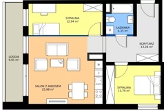 3 pokoje, mieszkanie 68,85 m², piętro 1, oferta nr A2.1.13, Emilii Plater 7, Szczecin, Śródmieście, Skolwin, ul. Miedziana 4