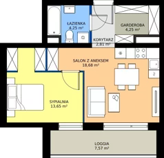 2 pokoje, mieszkanie 44,49 m², piętro 6, oferta nr A2.6.1, Emilii Plater 7, Szczecin, Śródmieście, Skolwin, ul. Miedziana 4