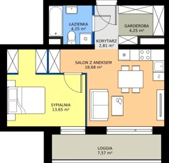 2 pokoje, mieszkanie 44,38 m², piętro 5, oferta nr A2.5.1, Emilii Plater 7, Szczecin, Śródmieście, Skolwin, ul. Miedziana 4