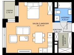 1 pokój, mieszkanie 40,92 m², piętro 7, oferta nr A2.7.3, Emilii Plater 7, Szczecin, Śródmieście, Skolwin, ul. Miedziana 4