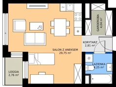 1 pokój, mieszkanie 40,85 m², piętro 7, oferta nr A2.7.2, Emilii Plater 7, Szczecin, Śródmieście, Skolwin, ul. Miedziana 4