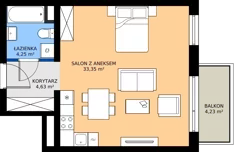 1 pokój, mieszkanie 42,16 m², piętro 5, oferta nr A2.5.12, Emilii Plater 7, Szczecin, Śródmieście, Skolwin, ul. Miedziana 4