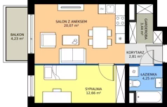 2 pokoje, mieszkanie 44,02 m², piętro 2, oferta nr B1.2.2, Emilii Plater 7, Szczecin, Śródmieście, Skolwin, ul. Miedziana 4