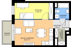 2 pokoje, mieszkanie 43,64 m², piętro 3, oferta nr B1.3.10, Emilii Plater 7, Szczecin, Śródmieście, Skolwin, ul. Miedziana 4