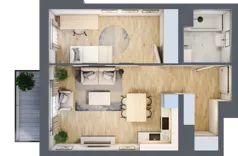 2 pokoje, mieszkanie 43,64 m², piętro 3, oferta nr B1.3.10, Emilii Plater 7, Szczecin, Śródmieście, Skolwin, ul. Miedziana 4