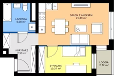 2 pokoje, mieszkanie 46,29 m², piętro 6, oferta nr B1.6.4, Emilii Plater 7, Szczecin, Śródmieście, Skolwin, ul. Miedziana 4