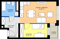 2 pokoje, mieszkanie 46,22 m², piętro 8, oferta nr B1.8.4, Emilii Plater 7, Szczecin, Śródmieście, Skolwin, ul. Miedziana 4