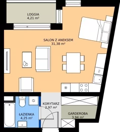 1 pokój, mieszkanie 42,51 m², piętro 7, oferta nr B1.7.11, Emilii Plater 7, Szczecin, Śródmieście, Skolwin, ul. Miedziana 4