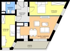 3 pokoje, mieszkanie 58,58 m², piętro 6, oferta nr B1.6.7, Emilii Plater 7, Szczecin, Śródmieście, Skolwin, ul. Miedziana 4