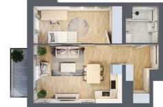 2 pokoje, apartament 43,40 m², piętro 4, oferta nr B1.4.10, Emilii Plater 7, Szczecin, Śródmieście, Skolwin, ul. Miedziana 4