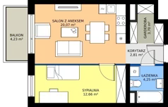2 pokoje, mieszkanie 44,17 m², piętro 5, oferta nr B2.5.7, Emilii Plater 7, Szczecin, Śródmieście, Skolwin, ul. Miedziana 4
