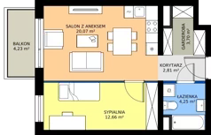 2 pokoje, mieszkanie 44,11 m², piętro 5, oferta nr B2.5.8, Emilii Plater 7, Szczecin, Śródmieście, Skolwin, ul. Miedziana 4