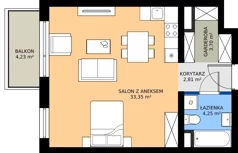1 pokój, mieszkanie 44,13 m², piętro 3, oferta nr B2.3.8, Emilii Plater 7, Szczecin, Śródmieście, Skolwin, ul. Miedziana 4