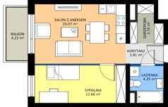 2 pokoje, mieszkanie 44,13 m², piętro 3, oferta nr B2.3.7, Emilii Plater 7, Szczecin, Śródmieście, Skolwin, ul. Miedziana 4