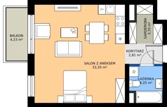 1 pokój, mieszkanie 44,14 m², piętro 2, oferta nr B2.2.8, Emilii Plater 7, Szczecin, Śródmieście, Skolwin, ul. Miedziana 4