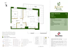 2 pokoje, mieszkanie 48,80 m², piętro 1, oferta nr 21, Julianów Verde II, Julianów, ul. Urbanistów
