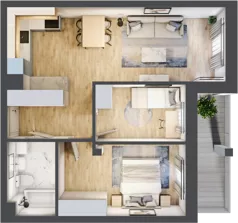 3 pokoje, mieszkanie 54,52 m², piętro 1, oferta nr 19, Szymanów Dom i Natura, Szymanów, Szymanów 7