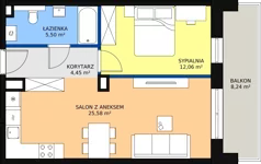 2 pokoje, mieszkanie 47,94 m², piętro 1, oferta nr 20, Na Skarpie, Łódź, Widzew, Sikawa, ul. Strążyska