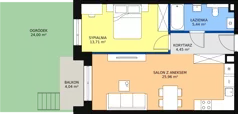 2 pokoje, mieszkanie 50,10 m², parter, oferta nr 2, Na Skarpie, Łódź, Widzew, Sikawa, ul. Strążyska
