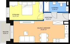 2 pokoje, mieszkanie 49,75 m², piętro 1, oferta nr 14, Na Skarpie, Łódź, Widzew, Sikawa, ul. Strążyska