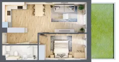 2 pokoje, mieszkanie 51,81 m², parter, oferta nr 9, Na Skarpie, Łódź, Widzew, Sikawa, ul. Strążyska