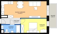 2 pokoje, mieszkanie 51,26 m², piętro 3, oferta nr 47, Na Skarpie, Łódź, Widzew, Sikawa, ul. Strążyska