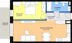 2 pokoje, mieszkanie 51,54 m², piętro 1, oferta nr 15, Na Skarpie, Łódź, Widzew, Sikawa, ul. Strążyska