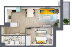 2 pokoje, mieszkanie 40,11 m², piętro 1, oferta nr 14, Julianów Verde, Julianów, ul. Urbanistów