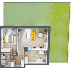 3 pokoje, mieszkanie 60,06 m², parter, oferta nr 2, Julianów Verde, Julianów, ul. Urbanistów