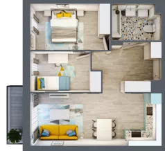 3 pokoje, mieszkanie 56,50 m², piętro 2, oferta nr 22, Julianów Verde, Julianów, ul. Urbanistów