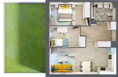 3 pokoje, mieszkanie 56,43 m², parter, oferta nr 1, Julianów Verde, Julianów, ul. Urbanistów