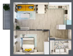 2 pokoje, mieszkanie 47,36 m², piętro 2, oferta nr 32, Julianów Verde, Julianów, ul. Urbanistów